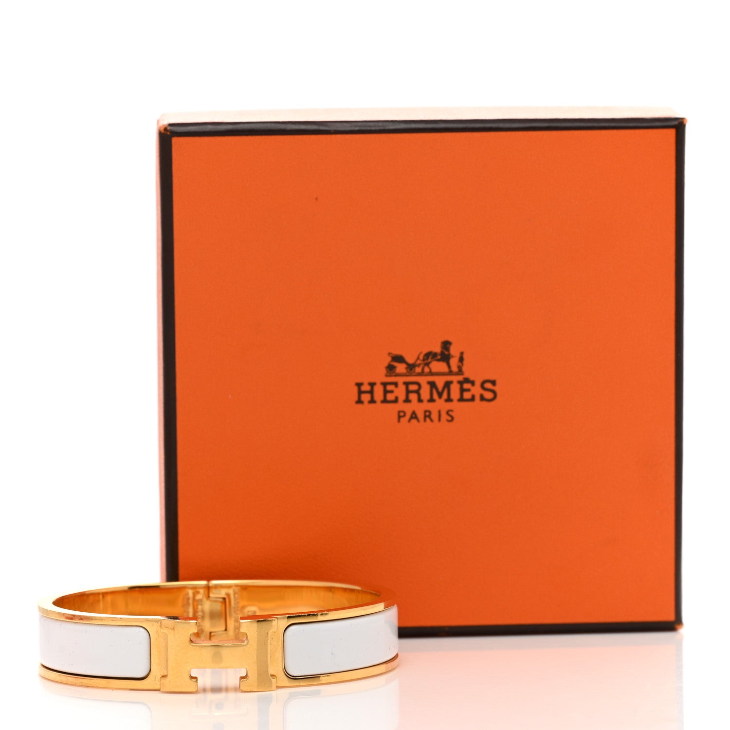 Hermes Enamel Narrow Clic Clac H Bracelet PM White 5 of 5