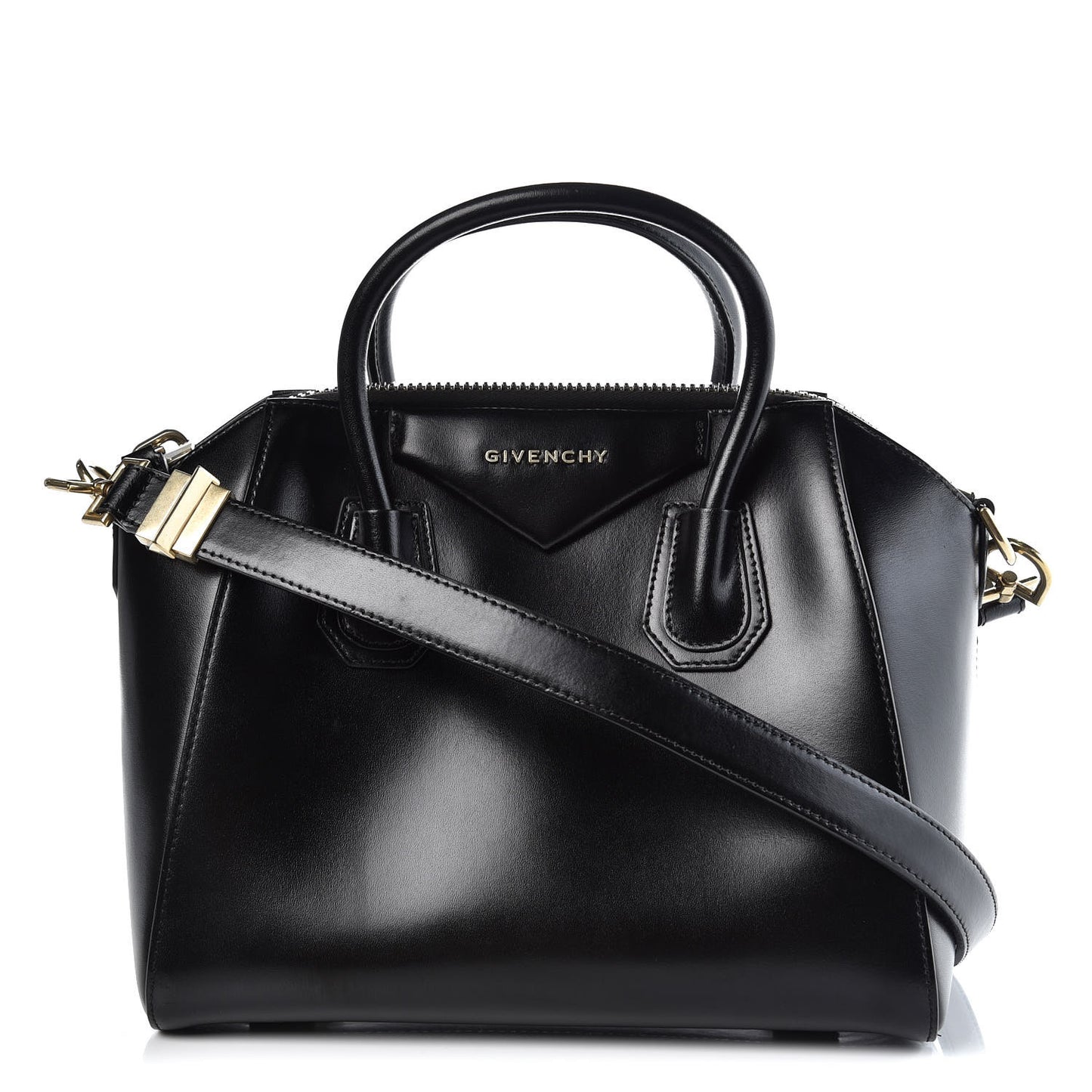 Shiny Lord Calfskin Small Antigona Black
