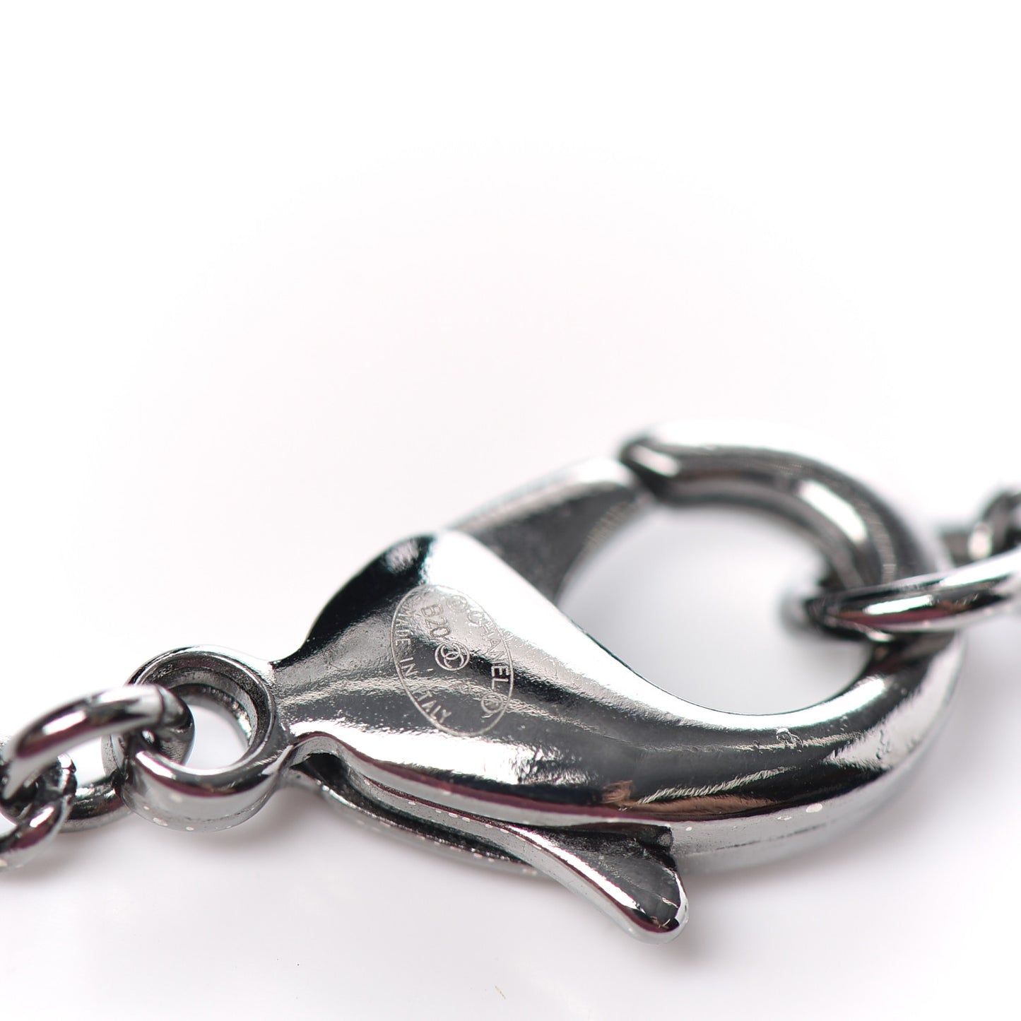 Metal Crystal Ruthenium Dog Tag Charm Necklace Silver