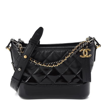 Chanel Patent Goatskin Quilted Small Gabrielle Hobo Black 1 of 9