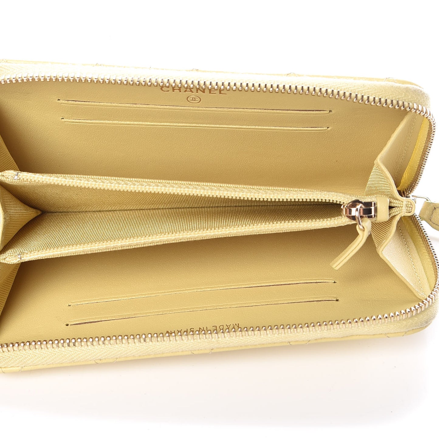 Lambskin Quilted Small Zip Around Wallet Yellow