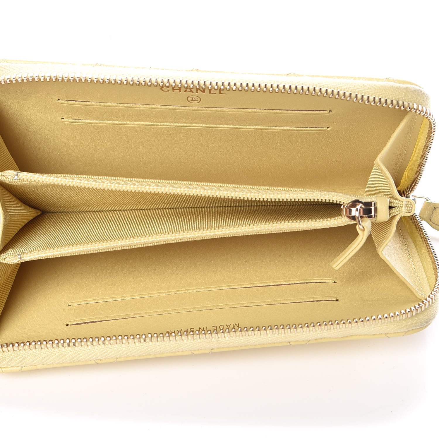 Chanel Lambskin Quilted Small Zip Around Wallet Yellow 5 of 13