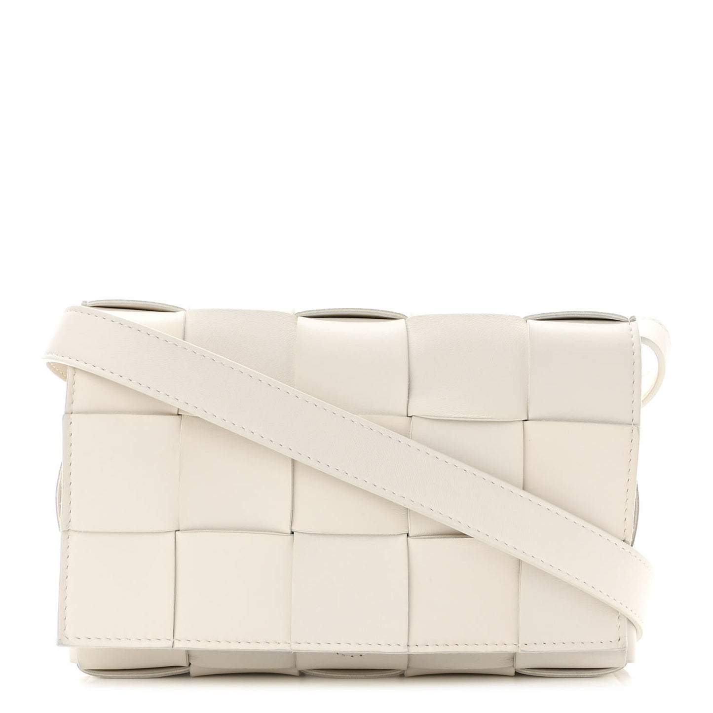 Lambskin Maxi Intrecciato Cassette Crossbody Bag White