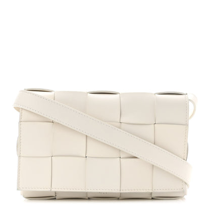 Bottega Veneta Lambskin Maxi Intrecciato Cassette Crossbody Bag White 1 of 10