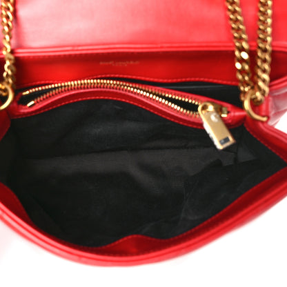 Saint Laurent SAINT LAURENT Calfskin Y Quilted Monogram Loulou Chain Satchel Red 5 of 9