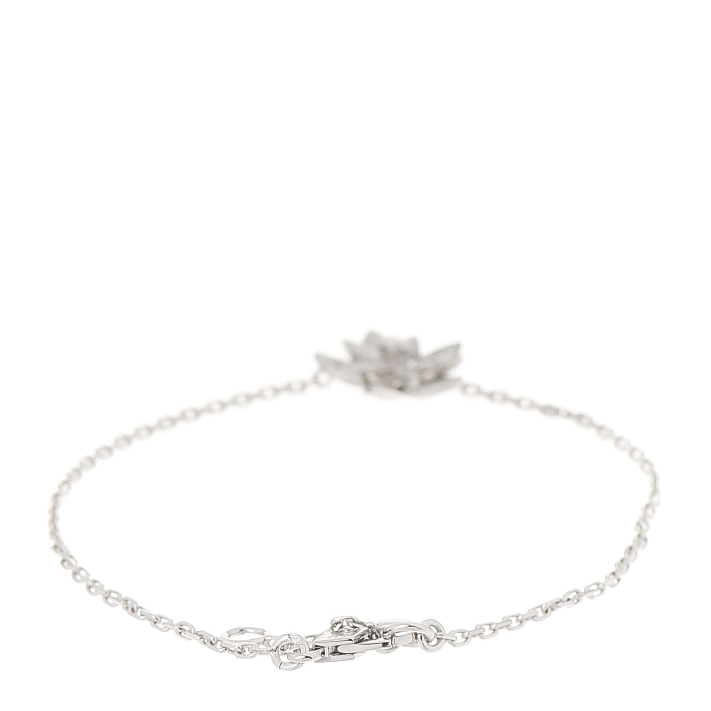 18K White Gold Diamond Mini Lotus Openwork Bracelet