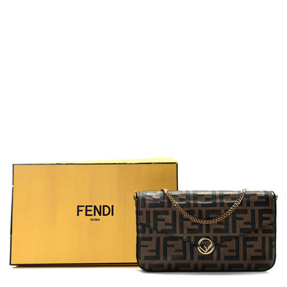 Fendi Vitello Soft F is Fendi Bi-Color FF 1974 Embossed Envelope Wallet On Chain with Pouches Maya Black 7 of 9