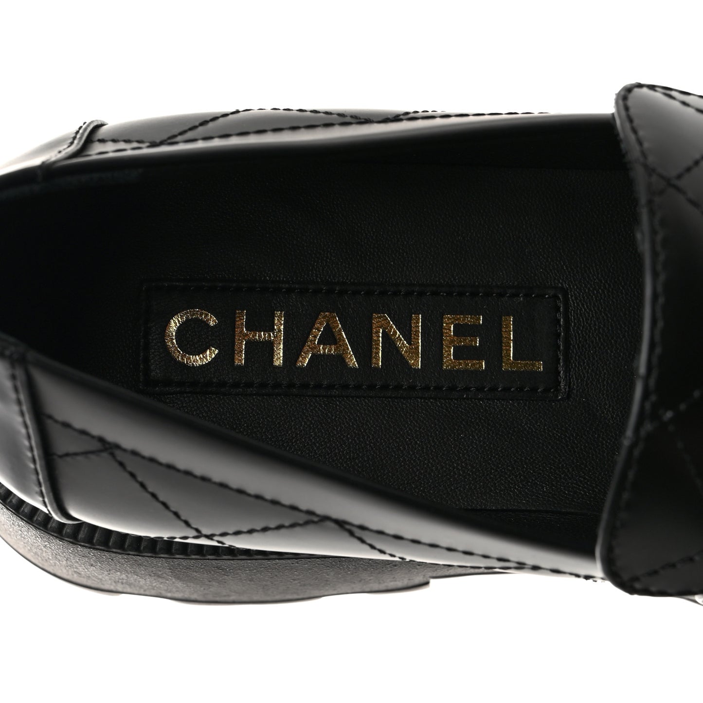 Calfskin Stitched CC Loafers 40.5 Black