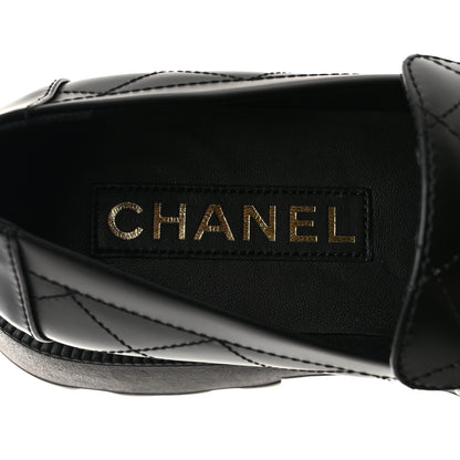 Chanel Calfskin Stitched CC Loafers 40.5 Black 7 of 9