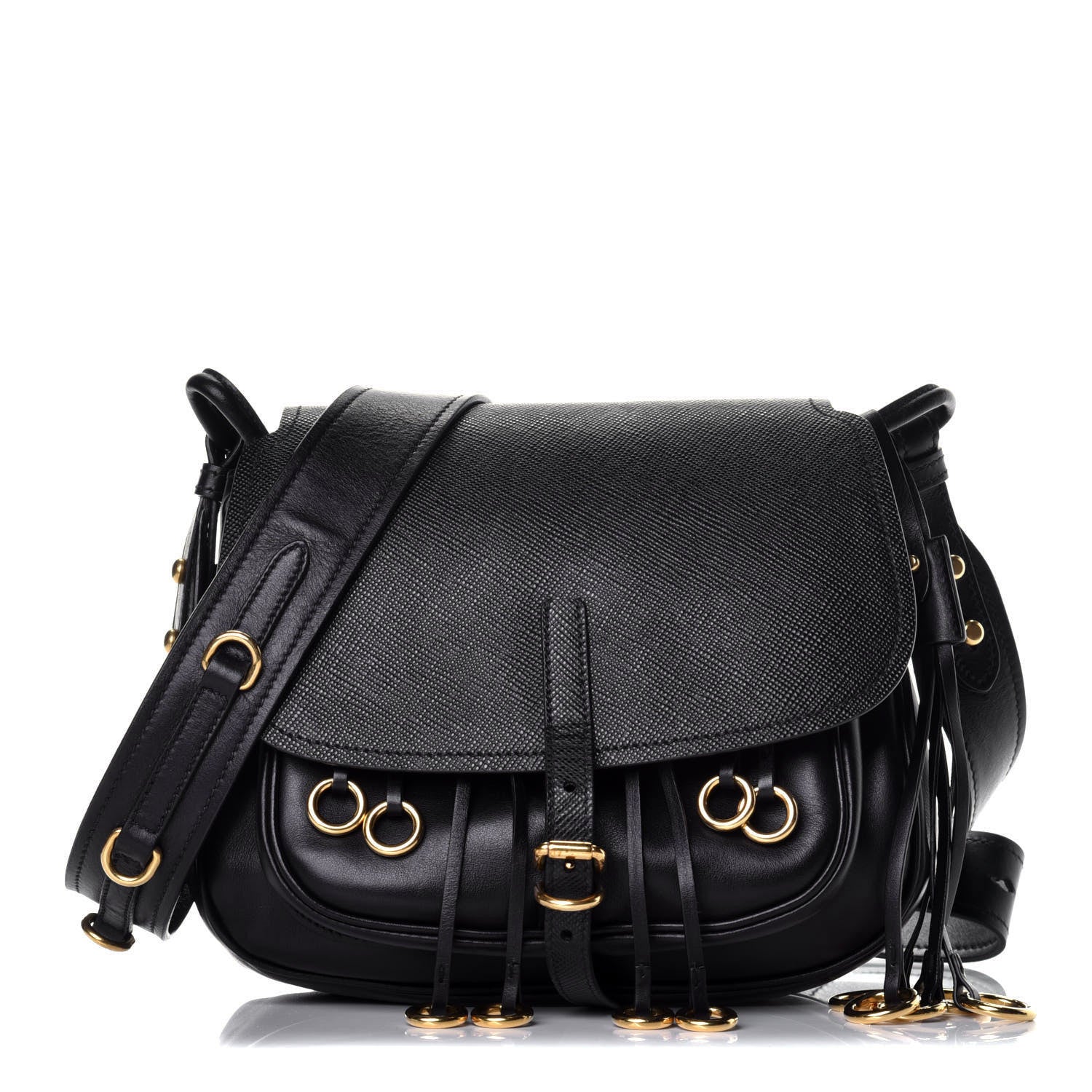 Prada Saffiano Cuir Calf Corsaire Bag Black 1 of 8