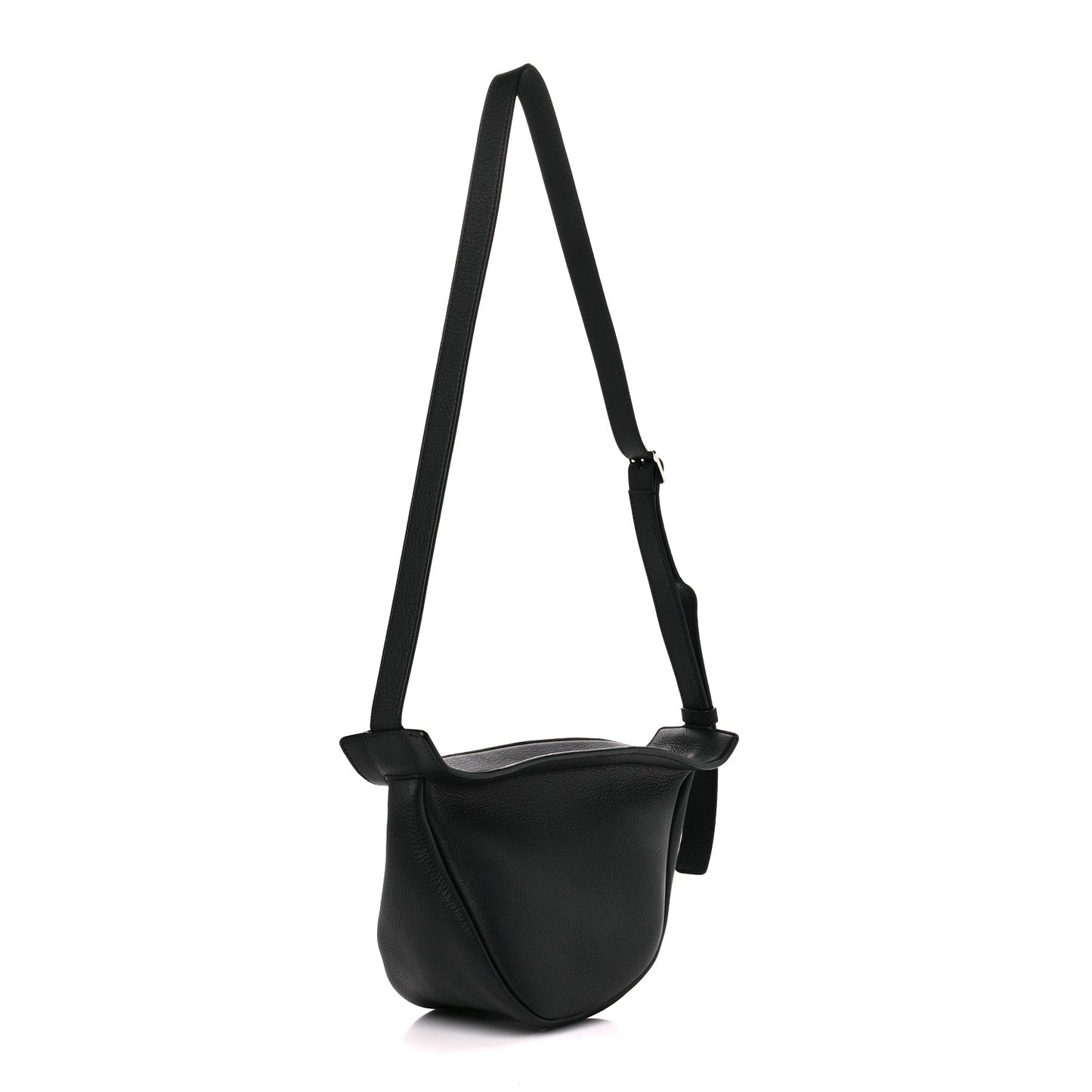Grained Calfskin Small Slouchy Banana Bag Black