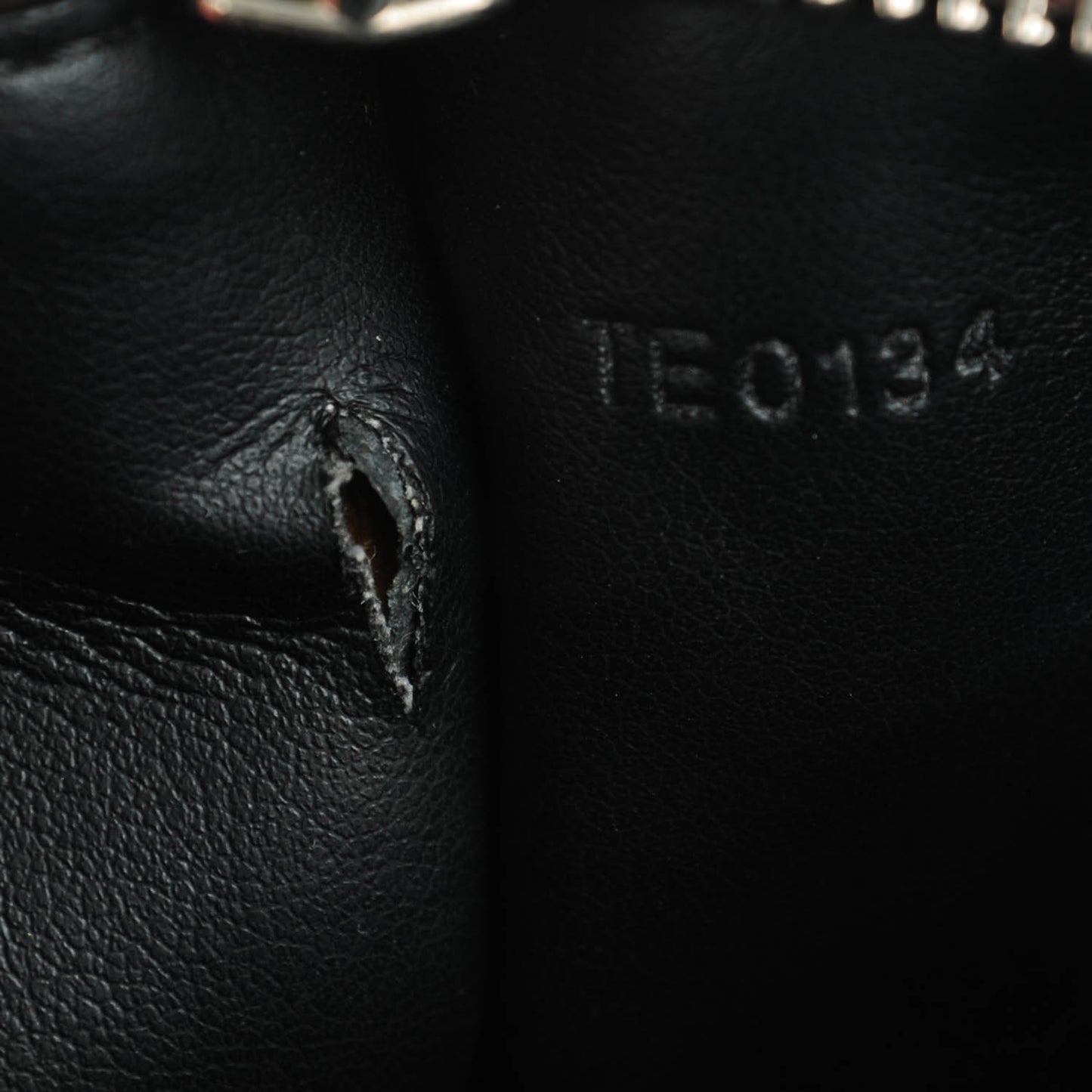 Calfskin Calf Hair Embossed Large Pouch Dark Brown