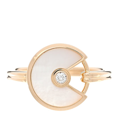 Cartier 18K Yellow Gold Diamond Mother of Pearl Amulette de Cartier Ring 51 5.75 1 of 6