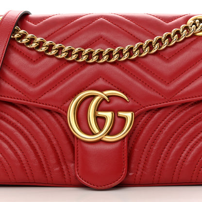 Gucci Calfskin Matelasse Small GG Marmont Shoulder Bag Hibiscus Red 8 of 16