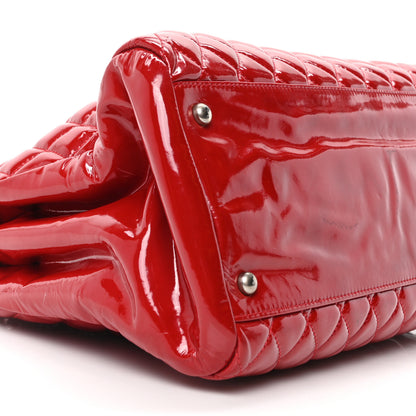 Chanel Patent Quilted Large Just Mademoiselle Bowling Bag Red 17 of 19