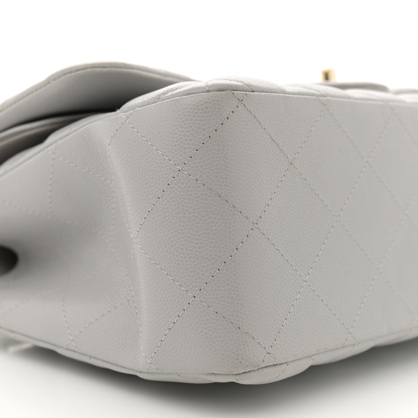 Caviar Quilted Jumbo Double Flap Grey