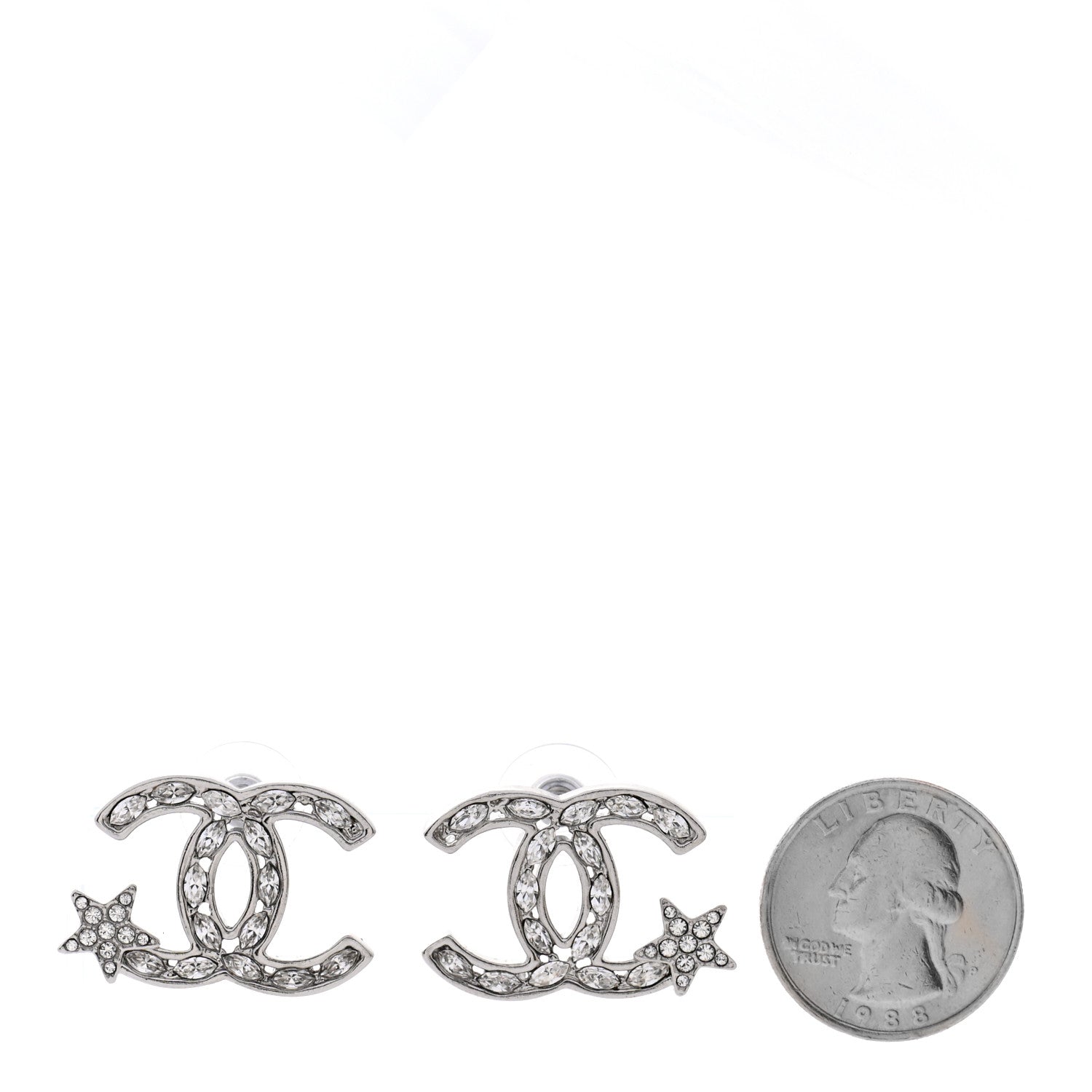 Chanel Crystal CC Starfall Earrings Silver 2 of 4