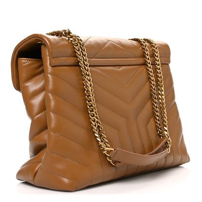 Saint Laurent Calfskin Y Quilted Monogram Medium Loulou Chain Satchel Dark Natural 3 of 11