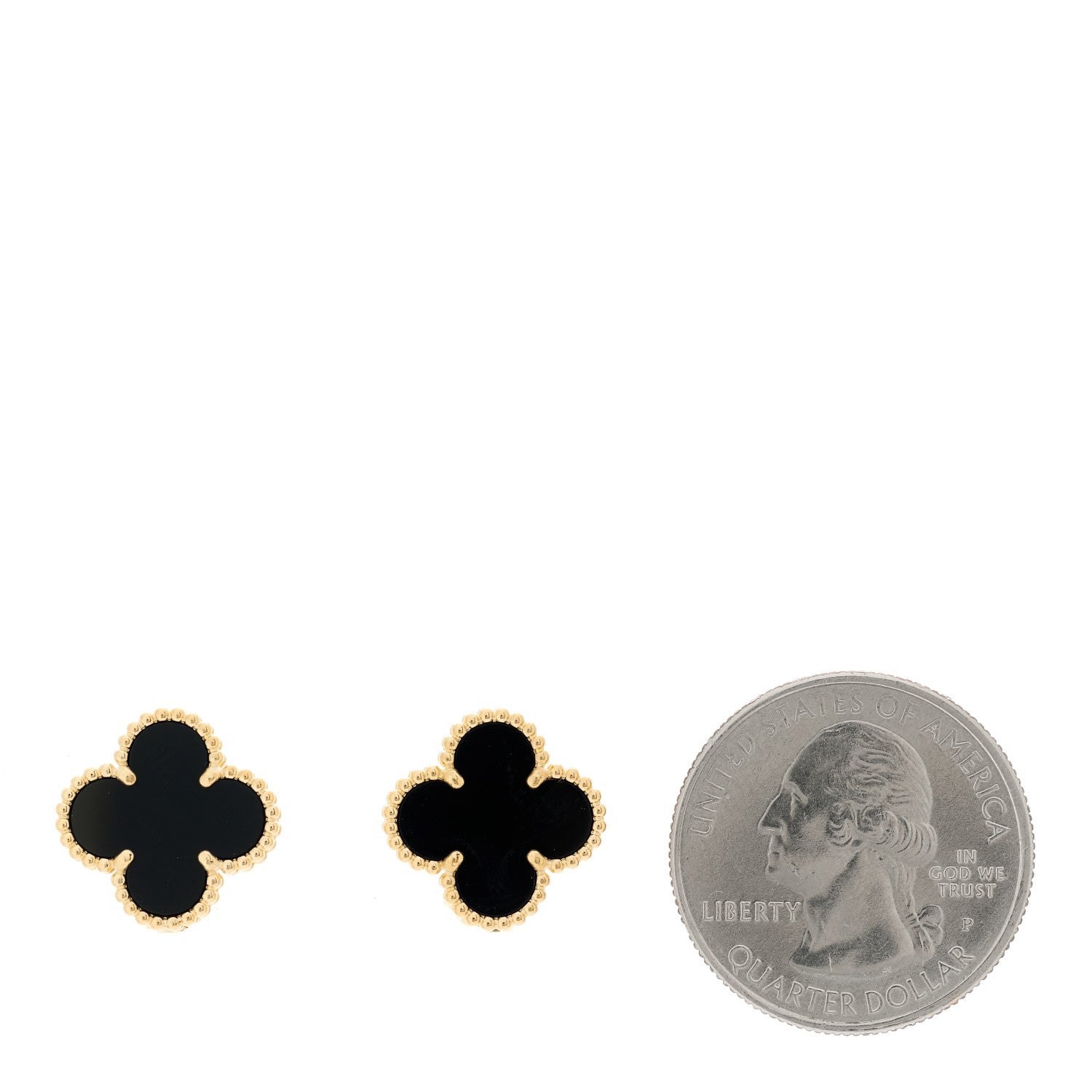 Van Cleef & Arpels 18K Yellow Gold Black Onyx Vintage Alhambra Earrings 2 of 5