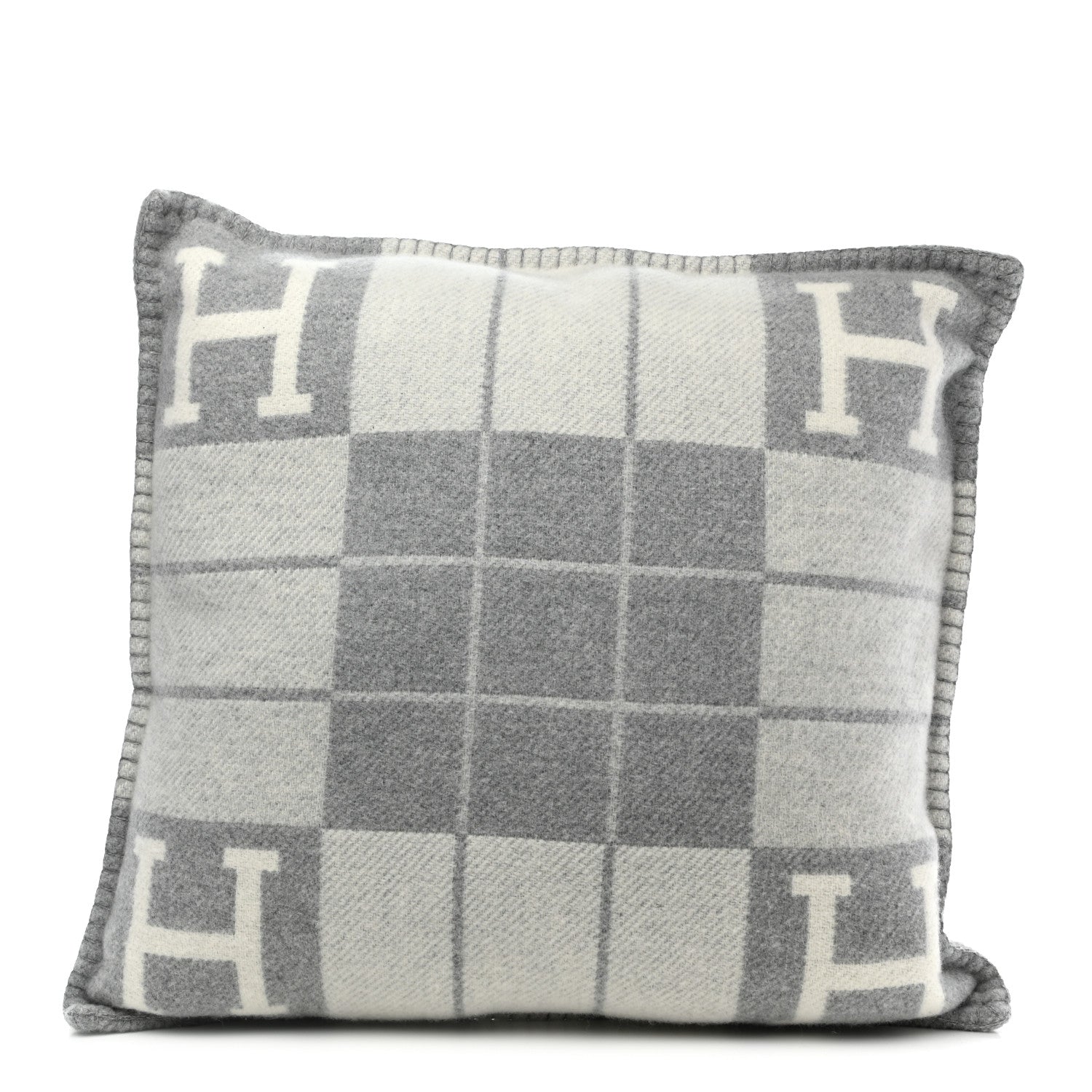 Hermes Wool Cashmere Avalon III Pillow PM Ecru Gris Clair 1 of 3