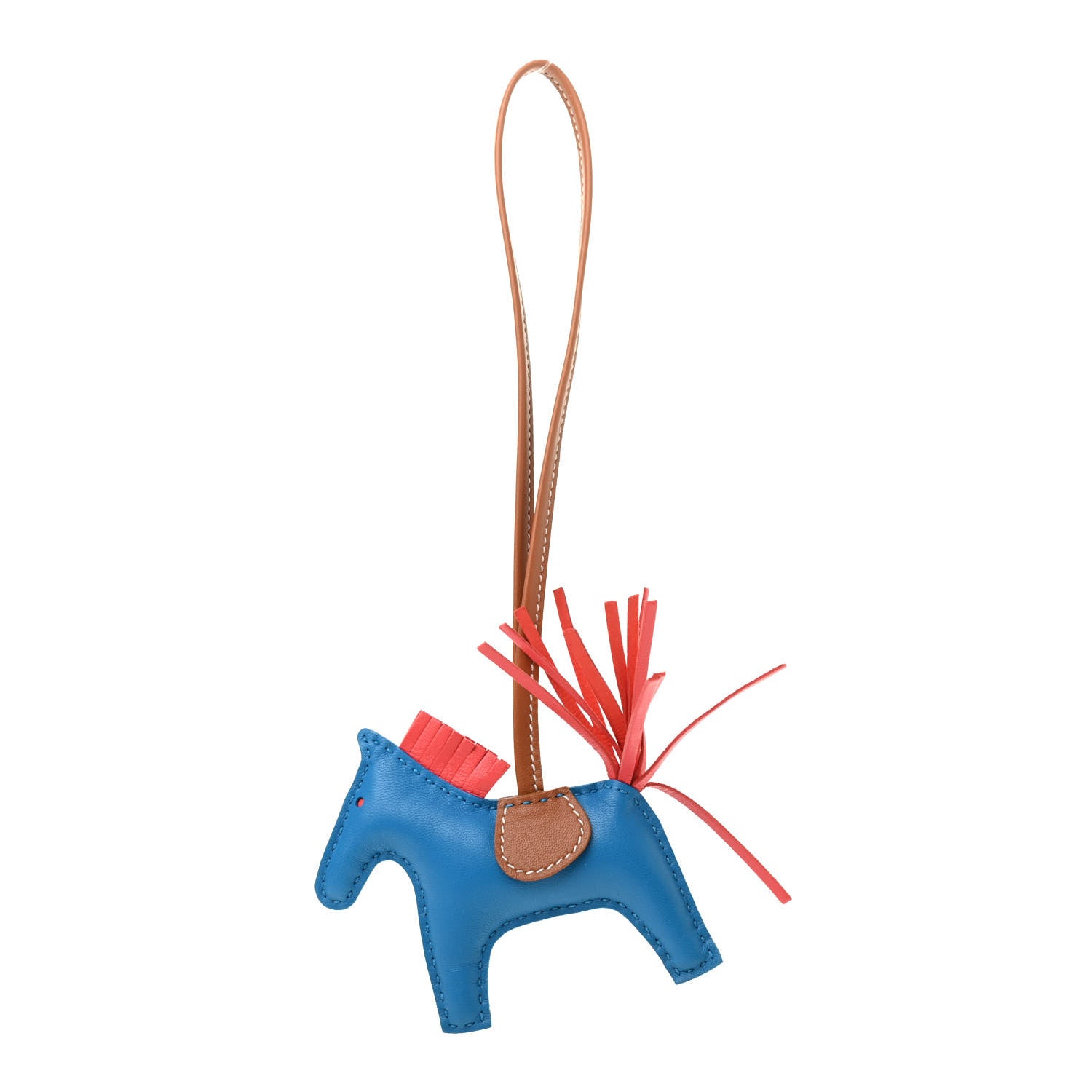Hermes Milo Lambskin Grigri Rodeo Horse Bag Charm PM Blue Zanzibar Rose Texas Gold 1 of 4