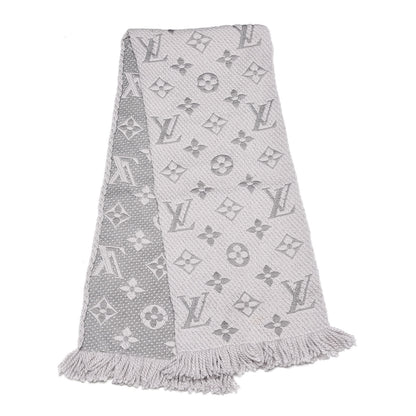Louis Vuitton Wool Silk Logomania Scarf Pearl Grey 3 of 5