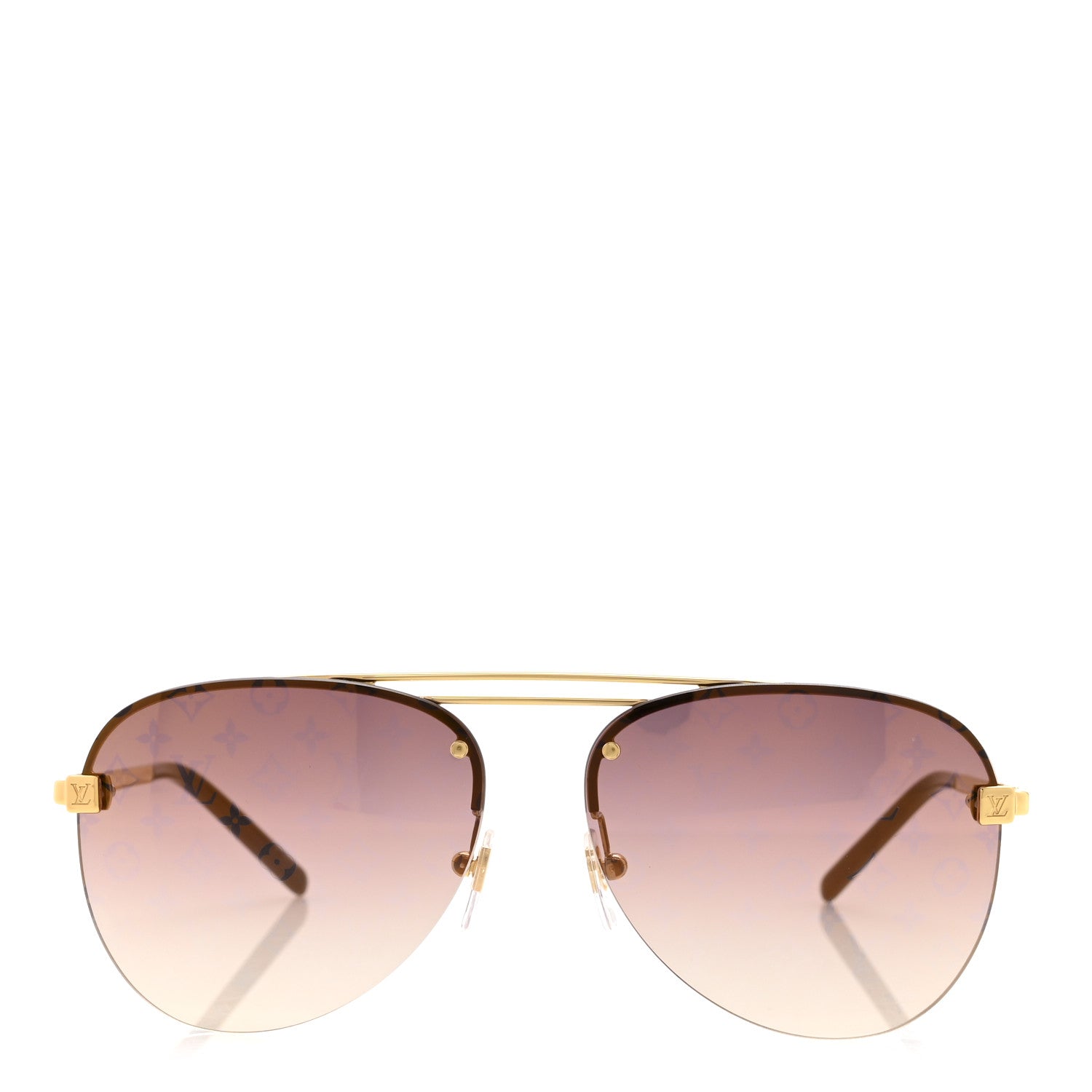 Louis Vuitton Metal Clockwise Sunglasses Z1020E Gold Brown 2 of 7