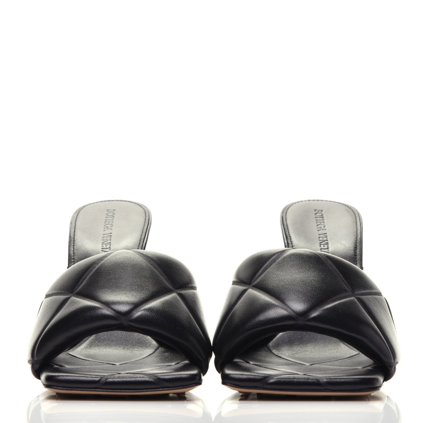 Nappa Quilted Rubber Lido Mule Sandals 38 Black