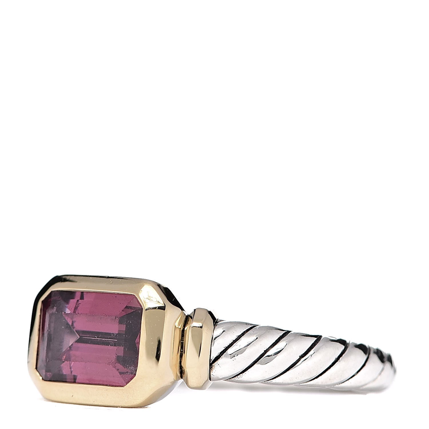 David Yurman Sterling Silver 18K Yellow Gold Rhodolite Novella Ring 56 7.75 3 of 6