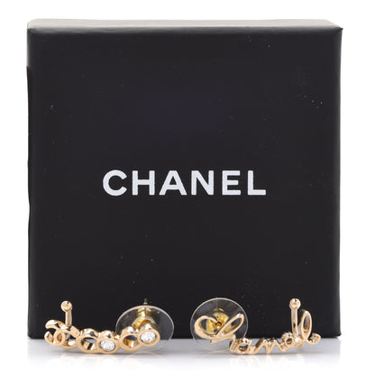 Chanel Metal Crystal Coco Script CC Climber Earrings Gold 5 of 5