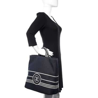 Chanel Denim Tall Shopping Tote Blue 3 of 11