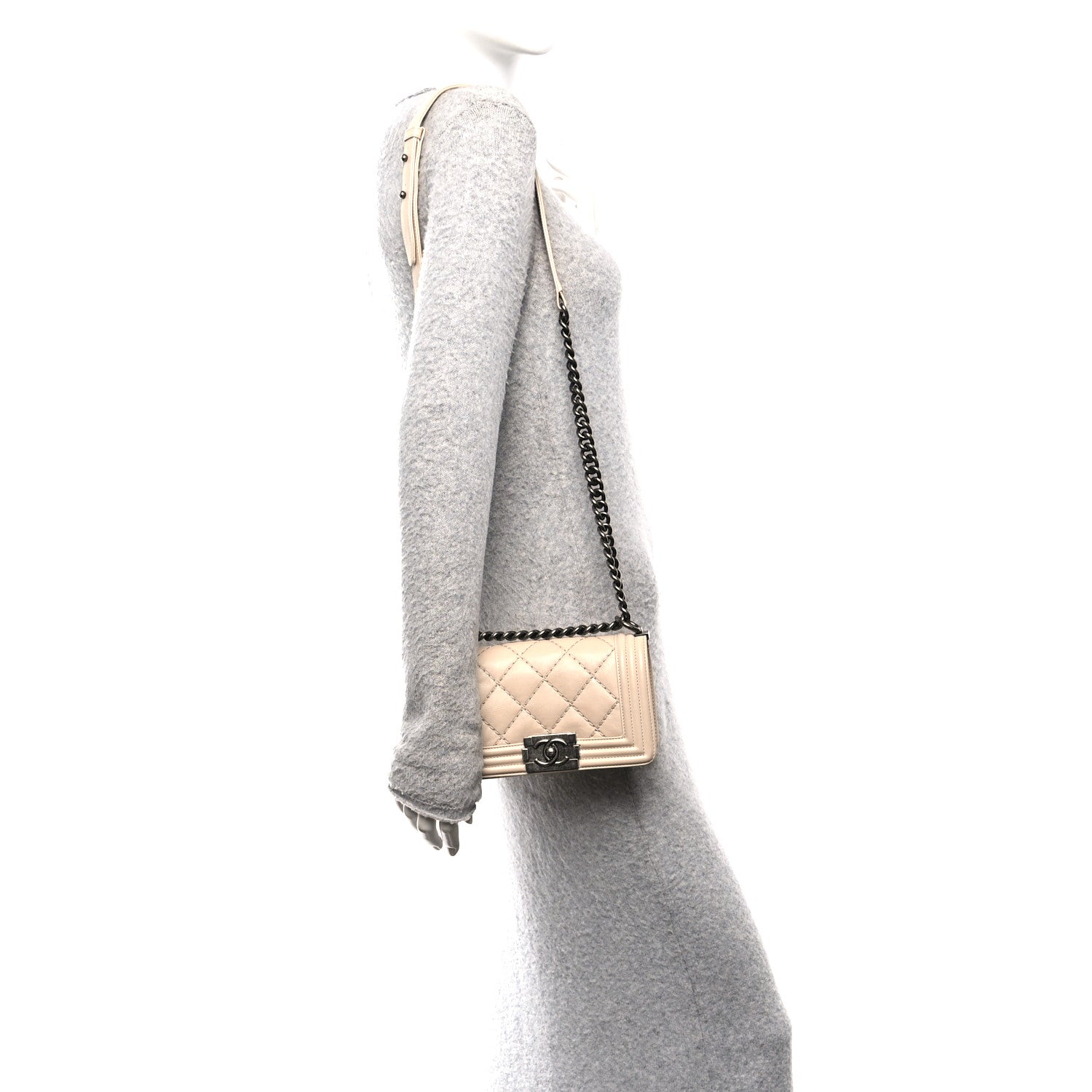 Chanel Calfskin Double Stitch Small Boy Flap Beige 2 of 11