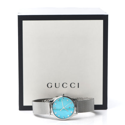 Gucci Stainless Steel Turquoise Mother of Pearl 29mm G-Timeless Charm Quartz Watch 6 of 6