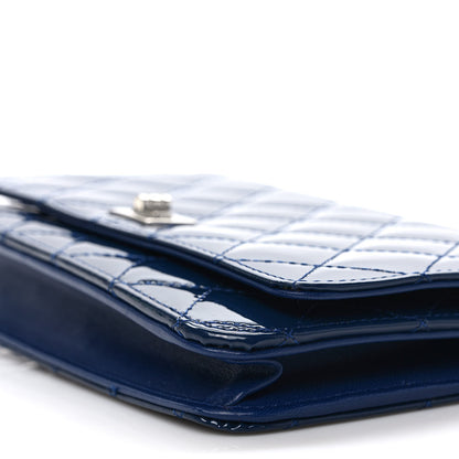 Chanel Patent Calfskin Quilted Reissue Wallet On Chain WOC Dark Navy Blue 8 of 8