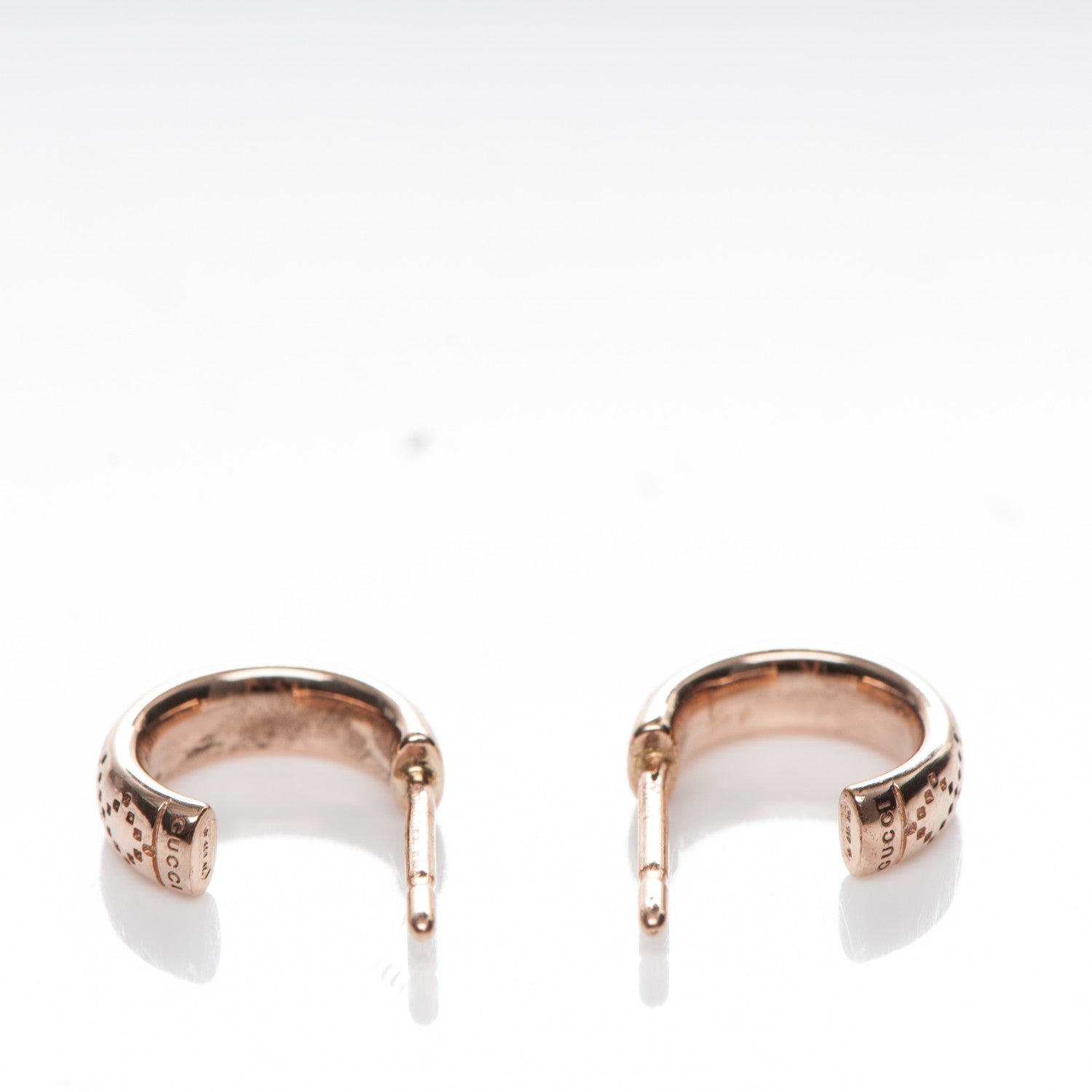 Gucci 18K Rose Gold Diamantissima Hoop Earrings 3 of 4