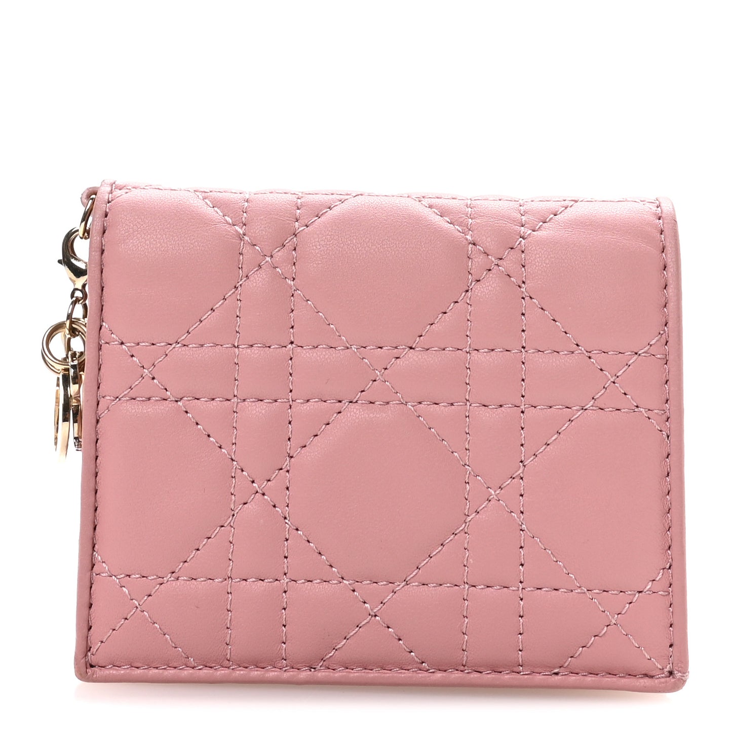 Lambskin Cannage Mini Lady Dior Wallet Pink