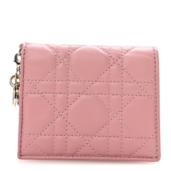 Christian Dior Lambskin Cannage Mini Lady Dior Wallet Pink 1835389 Christian Dior Lambskin Cannage Mini Lady Dior Wallet Pink 1835389