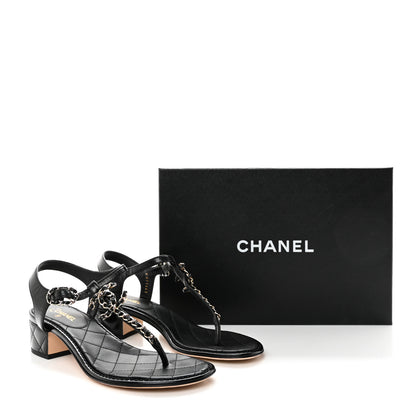 Chanel Lambskin Chain CC Thong Sandals 37.5 Black 10 of 10