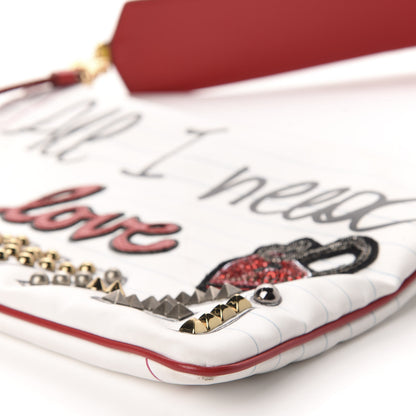 Dolce & Gabbana Calfskin All I Need is Love and Wifi Shoulder Bag White Multicolor 3 of 9