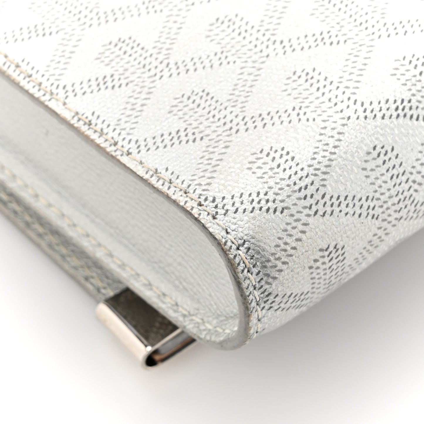 Goyardine Monte Carlo Bois Clutch With Strap Silver