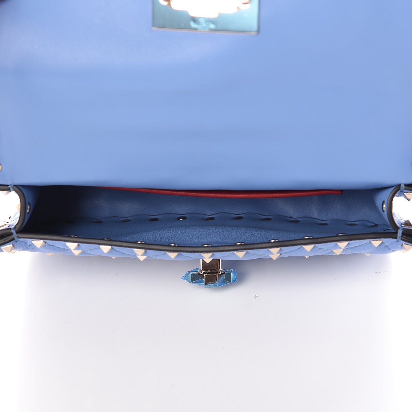 Lambskin Small Rockstud Spike Shoulder Bag Blue