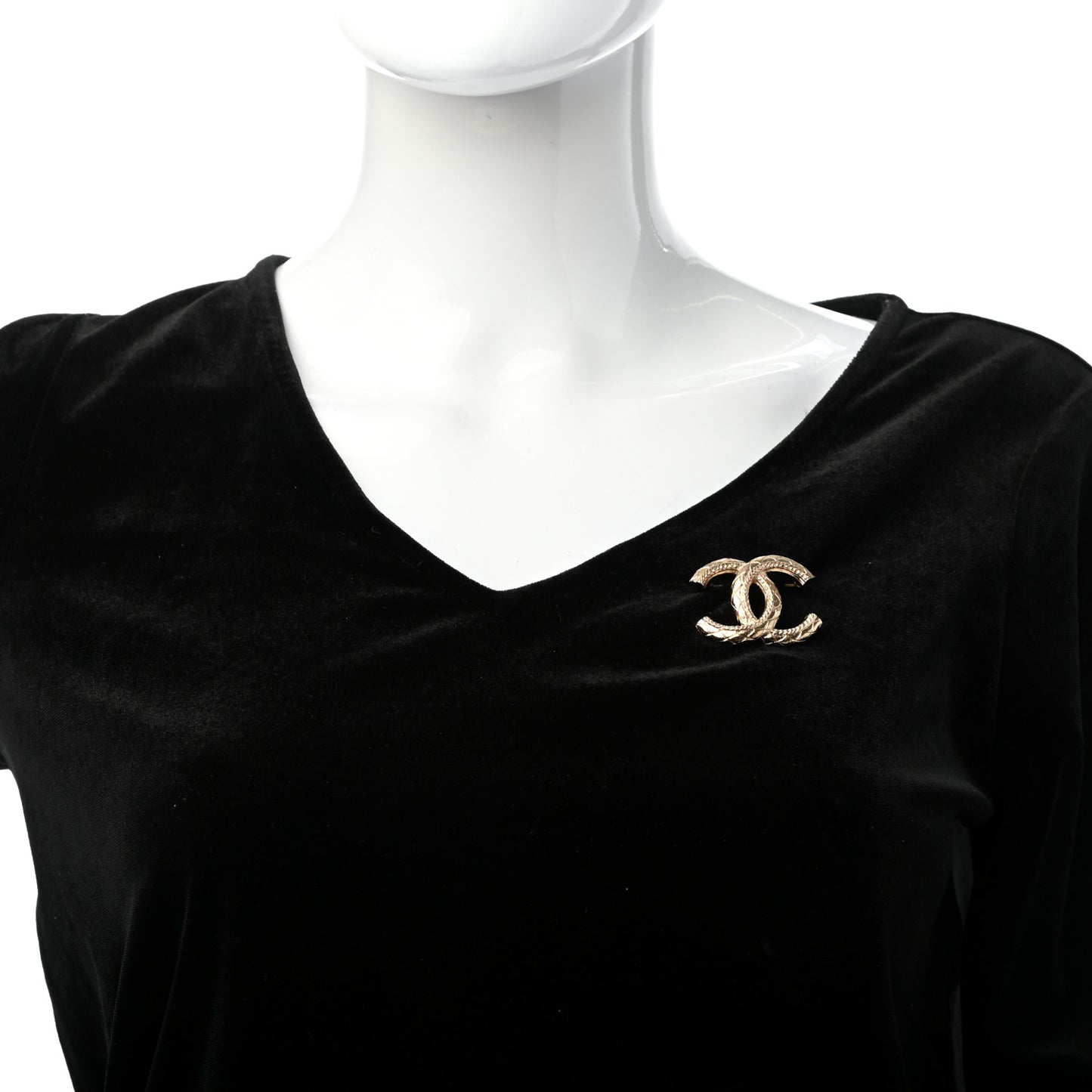 Metal CC Quilted Brooch Light Gold