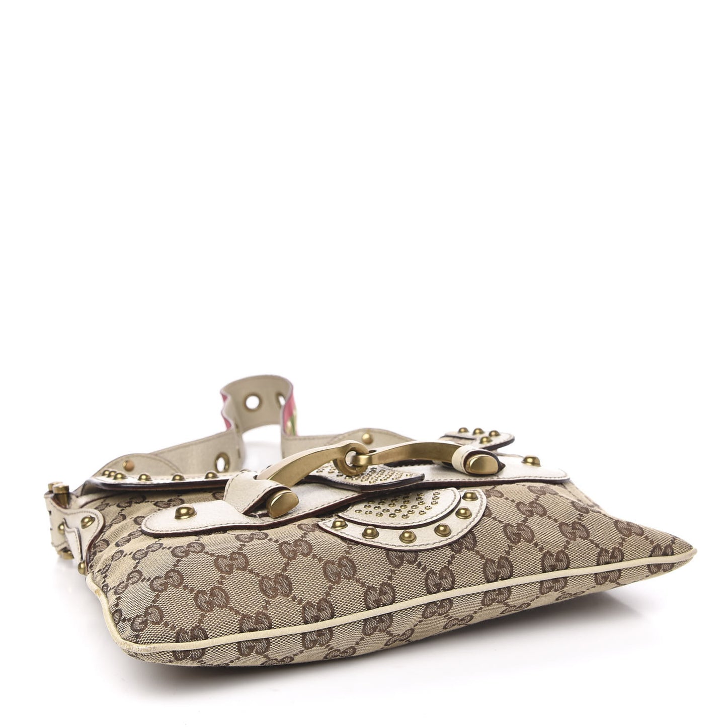 Monogram Studded Pelham Runway Flap Bag White