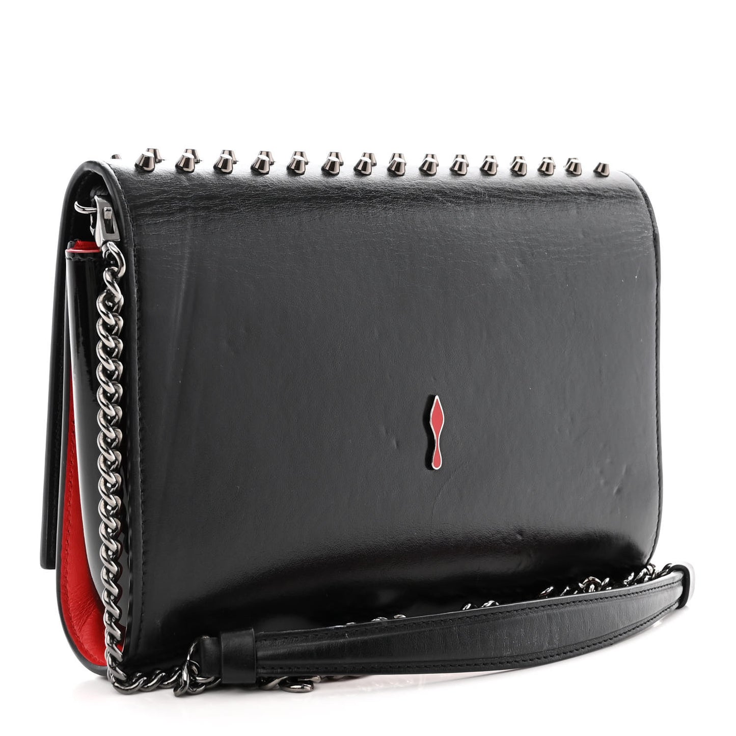 Calfskin Patent Spikes Paloma Clutch Black