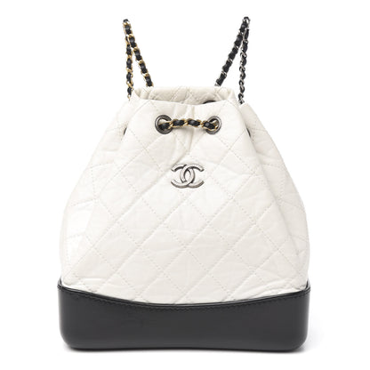 Chanel Aged Calfskin Quilted Small Gabrielle Backpack Black White 1 of 9