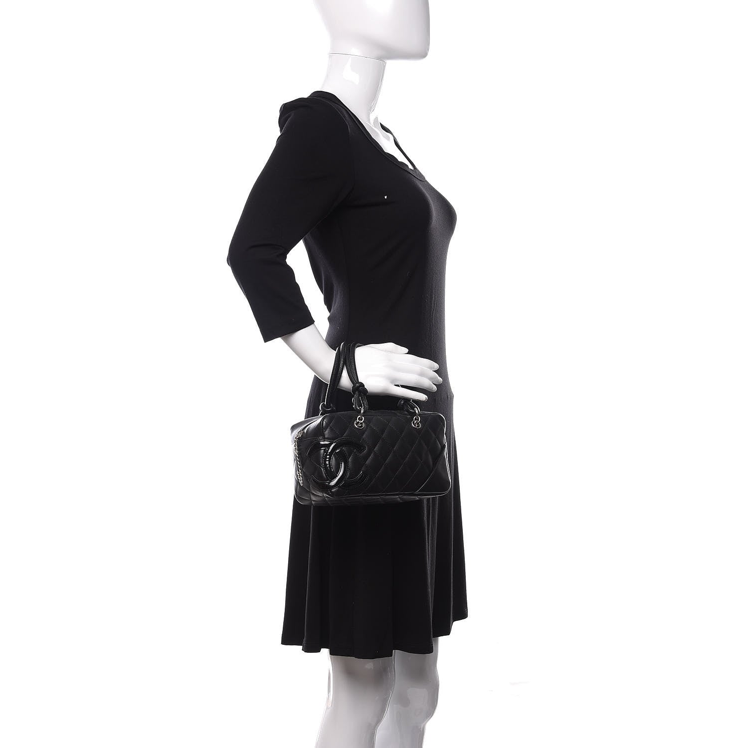 Chanel Calfskin Quilted Small Cambon Bowler Black 2 of 10