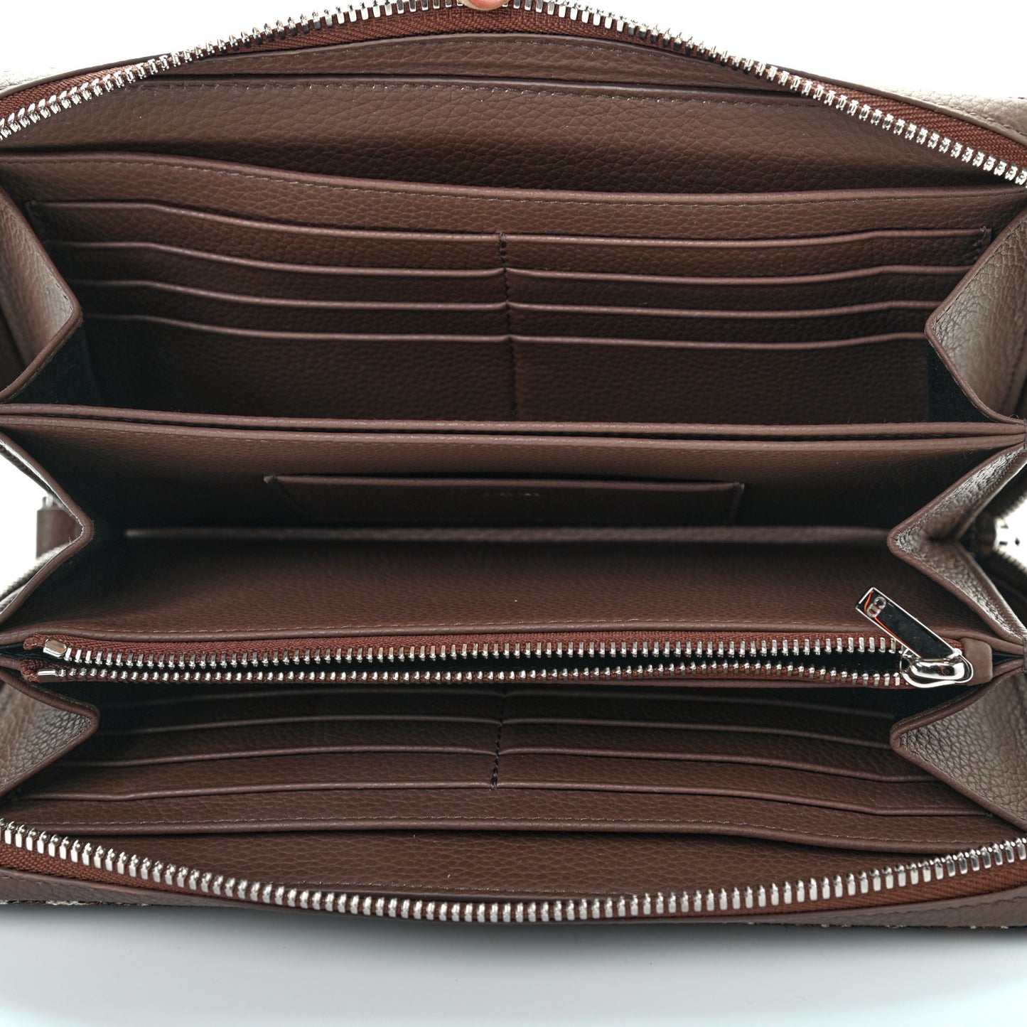Oblique Zip Around Travel Wallet Brown Navy