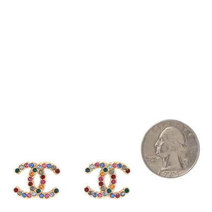 Chanel Crystal Over The Rainbow CC Earrings  Gold Multicolor 2 of 5