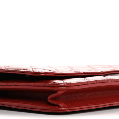 Chanel Lambskin Quilted Wallet On Chain WOC Red 10 of 18