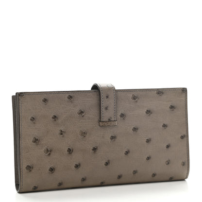 Hermes Ostrich Bearn Gusset Wallet Gris Tourterelle 3 of 8